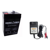 Carregador 6v Garra Jacaré Mais Bateria 6v 4ah Kit