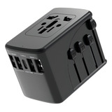 Carregador Adaptador De Viagem 4 Usb 1 Usb c Geonav Tlch65bk Cor Preto