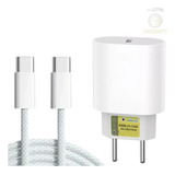 Carregador Com Cabo Usb c iPhone 15 25w Turbo Compatível
