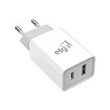 Carregador De Parede Universal- Carga Rápida Boost Extra- 1 Porta USB A - 1 Porta USB Tipo-C- Bivolt Automático- Branco- W124C- ELG