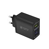 Carregador De Parede Universal Turbo Triplo Potência De Até 18W Portas USB Fast Charge E Quick Charge Qualcomm 3 0 Preto Gshield