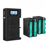Carregador E Bateria Np f970 Para Sony F960 Iluminador Led