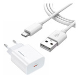 Carregador E Cabo Turbo 20w Cabo Tipo C Para iPhone Anatel Cor Branco preto