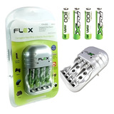 Carregador Flex 4 Pilhas Aa Inclusas Bivolt Uso Universal