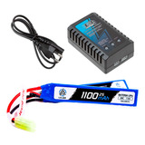 Carregador L3ac   Bateria Lipo Airsoft 1100mah 2s 7 4v 20c