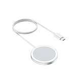 Carregador Magnético Por Indução De Smartphone Celular Compatível Com IPhone 11 12 13 Pro 11 12 13 Pro Max 7 8 X XR XS SE E Fone De Ouvido Sem Fio 15W Wireless QI Carregamento Rápido Cabo USB C PREMIUM ONYK Prateado 