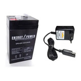 Carregador P Motinha Eletrica Com Bateria 6v 4ah Kit