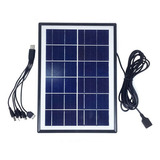 Carregador Painel Solar Placa 6 Pol Portatil 6w Usb 5 Em 1