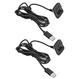 Carregador Para Controle Xbox 360- Pacote Com 2 Cabos De Carregamento USB Compatíveis Com Controles De Jogos Sem Fio Microsoft Xbox 360 Slim- 1-8 M