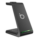 Carregador Por Indução Sem Fio Wireless Carga Rápida 15w Para iPhone 3x1 Cor Preto