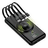 Carregador Power Bank C Lcd 20 000 4 Cabos E Indução Cor Preto