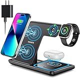 Carregador Sem Fio Estação De Carregamento Sem Fio 3 Em 1 Suporte De Carregador Rápido Sem Fio Para IPhone 15 14 13 12 11 Pro Max XR XS 8 Plus Para Apple Watch 8 7 6 5 4 3 2 SE 