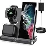 Carregador Sem Fio Samsung Galaxy Carregamento Rápido 3 Em 1 De 15 W Compatível Com Samsung Galaxy S24 S23 S22 S21 S20 Z Flip Fold 5 4 3 E Galaxy Watch Buds Preto