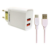 Carregador Tipo C 02 Entradas Usb Turbo Cabo Para Celular