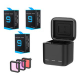 Carregador Triplo 3 Baterias Gopro Hero 9 Garantia 1 Ano