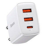 Carregador Triplo Mini Turbo Rápido 30w Baseus Usb Type c