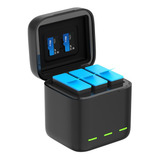 Carregador Triplo Para Gopro Hero 9 10 E 11 Telesin Rápido