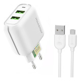 Carregador Turbo Fonte Celular 5 1 A Com Cabo 2 Usb V8 Y24 1