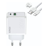 Carregador Turbo Ultra Rápido 20w C cabo Tipoc E Light Kaidi Cor Tipo C Usb
