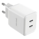 Carregador Turbo Universal 35w Gan 2 Portas Usb c Geonav Cor Branco