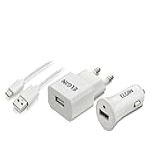 Carregador USB De Tomada Carregador Veicular 1 Saída 1A 5W Cabo MicroUSB De 1 Metro Elgin Branco Bivolt