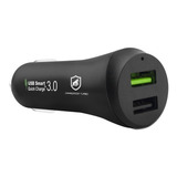 Carregador Veicular Duplo Universal Usb a Com 2 Saídas Para Carro Turbo Fast Charger Usb Certificado Anatel Gshield Cor Preto