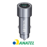 Carregador Veicular Porta Usb Tipo C Hrebos Pd 20w Turbo Cor Cinza
