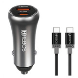 Carregador Veicular Turbo 20w Usb Usb c Com Cabo Turbo Tipo C Cinza