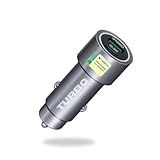 Carregador Veicular Turbo 38W 2 Portas 1 USB 18W Quick Charge E 1 USB C 20W Power Delivery Alumínio Cinza PREMIUM