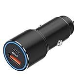 Carregador Veicular Universal 38w Turbo Com 2 Entradas 1 Usb E 1 Usb C Carga Ultra Rápida Entrada 12v 24V Preta 