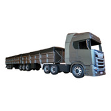 Carreta Bi trem Scânia Graneleiro Gigante Madeira Miniatura