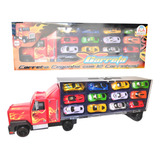 Carreta Cegonha Com 12 Carrinhos De Metal Caminhão Braskit