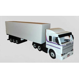 Carreta Gigante Scânia 113 Frontal Baú Miniatura Madeira Mdf