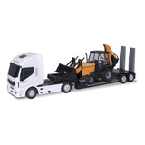 Carreta Hi Way Plataforma Iveco Com Retroescavadeira Case