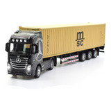 Carreta Mercedes Benz Com Container Escala 1 36 Metal Miniat