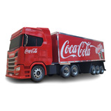 Carreta Scânia R450 Baú Coca cola Madeira Mdf Miniatura