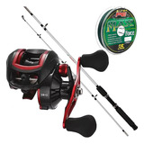 Carretilha Cmik Pesca 19 Rolamentos Vara 20lbs Linha Mult