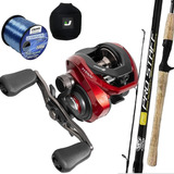 Carretilha Marine Titan Pro 2 Vara De Carbono Linha Kit 15kg