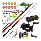 Carretilha Pesca Anti Cabeleira Com Vara Fibra Kit Promoção