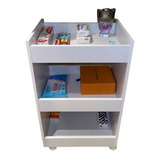 Carrinho Aux Manicure P cabeleireiro Mdf 3 Bandejas Pr Cor Branco
