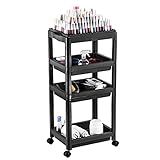 Carrinho Auxiliar Manicure Dompel 3 Bandejas Preto