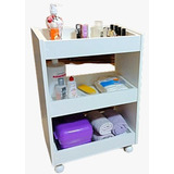 Carrinho Auxiliar Mdf P manicure C 3 Bandejas P esmaltes