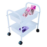 Carrinho Auxiliar Salão De Beleza Porta Esmaltes P Manicure Cor Branco Com Rodinhas