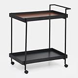 Carrinho Bar Buffet Boulevard Aparador Cozinha Gourmet Industrial Preto Nozes