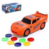 Carrinho Bate Volta Lança Disco Luz Sirene Emite Som Laranja