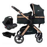 Carrinho Bebê Conforto base Kansas Premium Baby Gold Black Cor Preto
