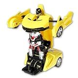 Carrinho Brinquedo Transformers Vira Robô Com Controle Remoto Infantil Menino Menina Amarelo 