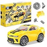 Carrinho Camaro Amarelo Monta E Desmonta Educativo Roda Livre 35 Peças Original