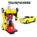Carrinho Camaro Amarelo Vira Robô C Luz E Som Transformers