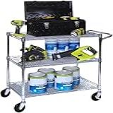 Carrinho Chá Café Aço Multiuso C 3 Prateleiras Rodas Tier Rolling Utility Cart With Wheels Chrome Wire Shelving Heavy Duty Storage Organizer